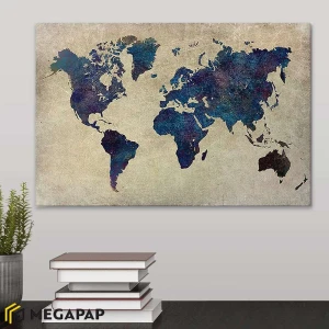Πίνακας σε καμβά "World Map" ψηφιακής εκτύπωσης 75x50x3εκ.
