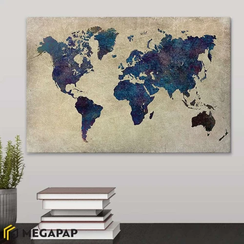Πίνακας σε καμβά "World Map" ψηφιακής εκτύπωσης 75x50x3εκ.