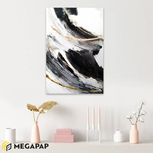 Πίνακας σε καμβά "Golden And Silver Reflections" ψηφιακής εκτύπωσης 50x75x3εκ.