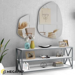 Σετ καθρεπτών τοίχου Denza 2 τμχ. χρώμα λευκό 100x80x2,2εκ.
