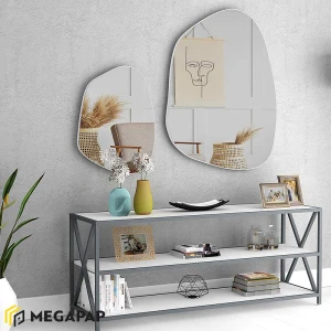 Σετ καθρεπτών τοίχου Denza 2 τμχ. χρώμα λευκό 100x80x2,2εκ.