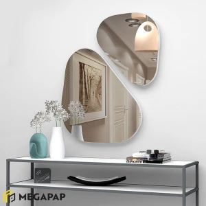 Σετ καθρεπτών τοίχου Leista 2 τμχ. χρώμα λευκό 65x58x2,2εκ.