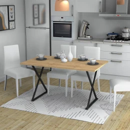Τραπέζι Bette χρώμα φυσικό οξιάς - ανθρακί 140x80x76εκ.