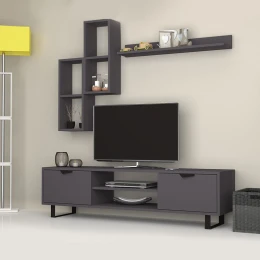 Σύνθεση τηλεόρασης Lonsa χρώμα ανθρακί 160x35x40εκ.