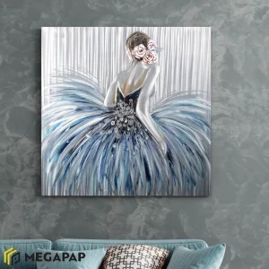 Πίνακας σε καμβά "Girl In Pearl Dress" ψηφιακής εκτύπωσης 90x90x3εκ.