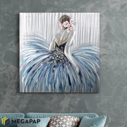Πίνακας σε καμβά "Girl In Pearl Dress" ψηφιακής εκτύπωσης 90x90x3εκ.
