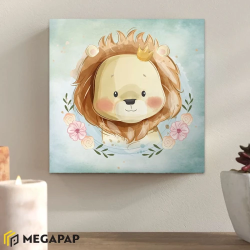 Πίνακας σε καμβά "Baby Lion" ψηφιακής εκτύπωσης 40x40x3εκ.