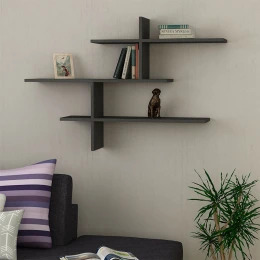 Ραφιέρα τοίχου Leo χρώμα ανθρακί 123x22x80εκ.
