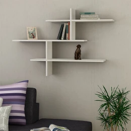 Ραφιέρα τοίχου Leo χρώμα λευκό 123x22x80εκ.