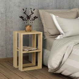 Κομοδίνο - Τραπεζάκι βοηθητικό Lonie χρώμα sapphire oak 34x30x55εκ.