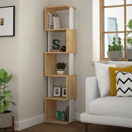 Βιβλιοθήκη Piri χρώμα sapphire oak/λευκό 35x30x161εκ.