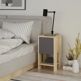 Κομοδίνο Ema χρώμα sapphire oak - ανθρακί 30x30x55εκ.