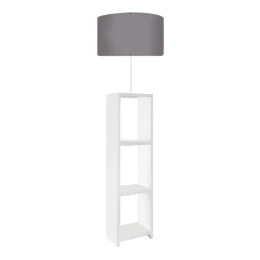 Φωτιστικό δαπέδου Launo υφασμάτινο Pvc/MDF χρώμα λευκό - γκρι 38x38x150εκ.