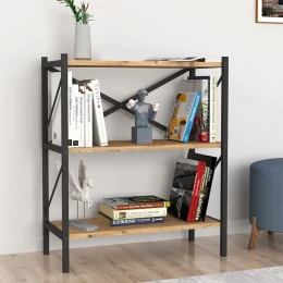Βιβλιοθήκη Jocasta μεταλλική - μελαμίνης χρώμα pine oak 66x34x85εκ.