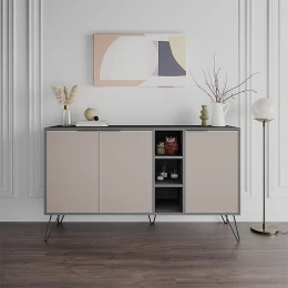 Μπουφές Clara χρώμα ανθρακί - ανοιχτή μόκα 142x35,6x83εκ.