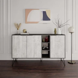 Μπουφές Clara χρώμα γκρι ρετρό - λευκό αντικέ 142x35,6x83εκ.