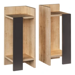 Κομοδίνο Elos σετ 2 τεμαχίων χρώμα sapphire oak - ανθρακί 25x27x60εκ.