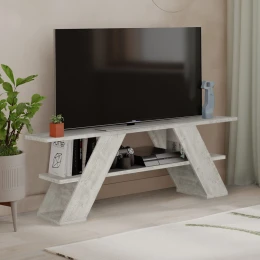 Έπιπλο τηλεόρασης Farfalla χρώμα λευκό αντικέ 120x33,5x40εκ.