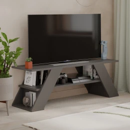 Έπιπλο τηλεόρασης Farfalla χρώμα ανθρακί 120x33,5x40εκ.