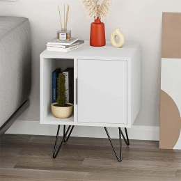 Κομοδίνο Glynn χρώμα λευκό 50,2x44,6x60εκ.