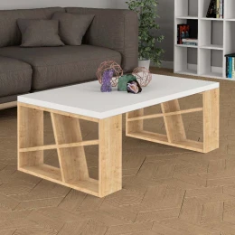 Τραπεζάκι σαλονιού Honey χρώμα sapphire oak - λευκό 105x60x40εκ.