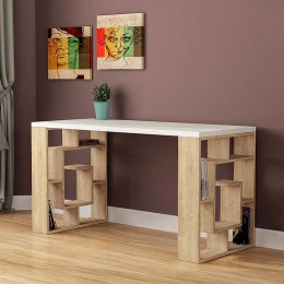 Γραφείο εργασίας Labirent χρώμα sapphire oak - λευκό 140x60x75εκ