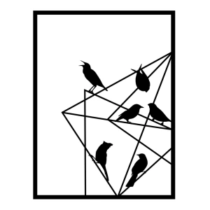 Διακοσμητικό τοίχου Birds on Wire μεταλλικό χρώμα μαύρο 37x2x49εκ.