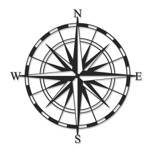 Διακοσμητικό τοίχου Compass μεταλλικό χρώμα μαύρο 45x2x45εκ.