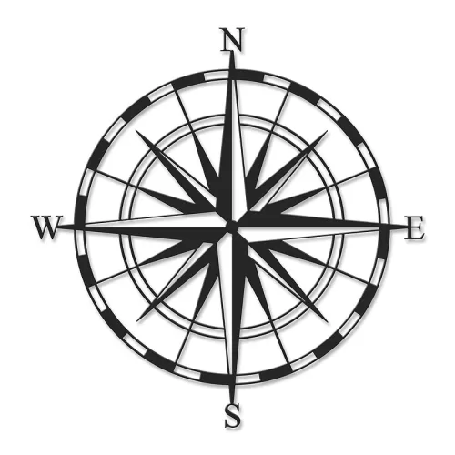 Διακοσμητικό τοίχου Compass μεταλλικό χρώμα μαύρο 45x2x45εκ.