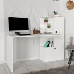 Γραφείο εργασίας Merino χρώμα λευκό 149,5x61,8x120εκ.