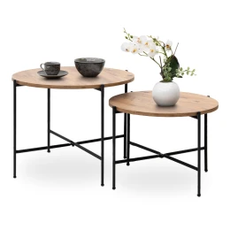 Σετ τραπεζάκια σαλονιού Zayden 2 τμχ χρώμα pine oak 65x65x52εκ.
