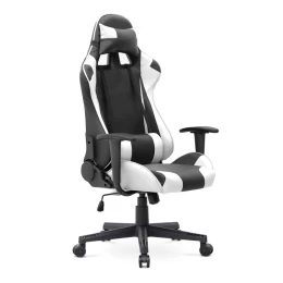 Καρέκλα γραφείου Gaming Alonso από τεχνόδερμα χρώμα λευκό - μαύρο 67x70x125/135 εκ.