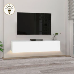 Έπιπλο τηλεόρασης επιτοίχιο Aristo με LED χρώμα λευκό 135x31,6x25εκ.
