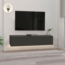 Έπιπλο τηλεόρασης επιτοίχιο Aristo με LED χρώμα ανθρακί 135x31,6x25εκ.
