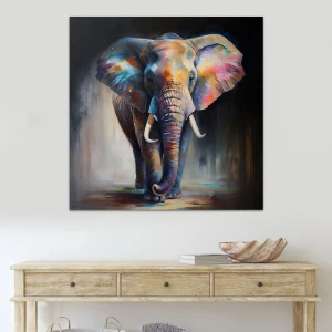 Πίνακας σε καμβά "Colorful Elephant" ψηφιακής εκτύπωσης 100x100x3εκ.
