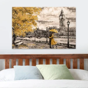 Πίνακας σε καμβά "Big Ben And Yellow Leaves" ψηφιακής εκτύπωσης 125x80x3εκ.