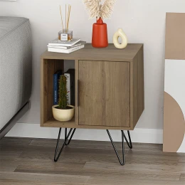 Κομοδίνο Glynn χρώμα ανοιχτό καρυδί 50,2x44,6x60εκ.