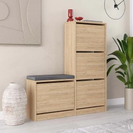 Παπουτσοθήκη Dude χρώμα sapphire oak 104,8x26x118,5εκ.