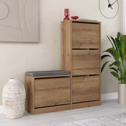 Παπουτσοθήκη Dude χρώμα ανοιχτό καρυδί 104,8x26x118,5εκ.