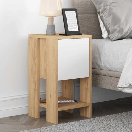 Κομοδίνο Ema χρώμα sapphire oak - λευκό 30x30x55εκ.