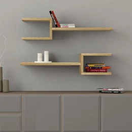 Ραφιέρα τοίχου Fork 2 τεμαχίων χρώμα sapphire oak 75x19,5x18εκ.