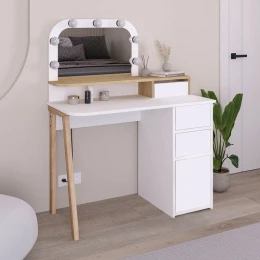 Τουαλέτα με καθρέπτη Avien με LED χρώμα λευκό - sapphire oak 105x51,1x131εκ.