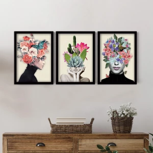 Πίνακας "Flower Girls" 3 τμχ. σε πλαίσιο 35x45x2εκ.