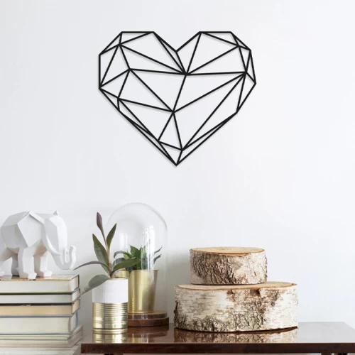 Διακοσμητικό τοίχου Heart μεταλλικό χρώμα μαύρο 47x40εκ.