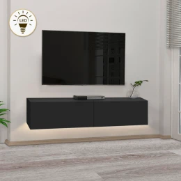 Έπιπλο τηλεόρασης επιτοίχιο Aristo με LED χρώμα μαύρο 135x31,6x25εκ.