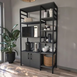 Έπιπλο κουζίνας Benito χρώμα μαύρο - ανθρακί 83,6x30,2x140,7εκ.