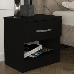Κομοδίνο Lube χρώμα μαύρο 40x28,2x40εκ.