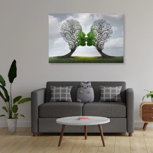 Πίνακας σε καμβά "Trees Growing With Love" ψηφιακής εκτύπωσης 100x70x3εκ.