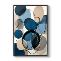 Πίνακας σε καμβά "Blue and Beige Abstract" ψηφιακής εκτύπωσης με κορνίζα χρώμα μαύρο 70x100x3εκ.