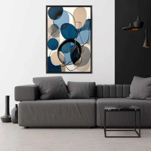Πίνακας σε καμβά "Blue and Beige Abstract" ψηφιακής εκτύπωσης με κορνίζα χρώμα μαύρο 70x100x3εκ.